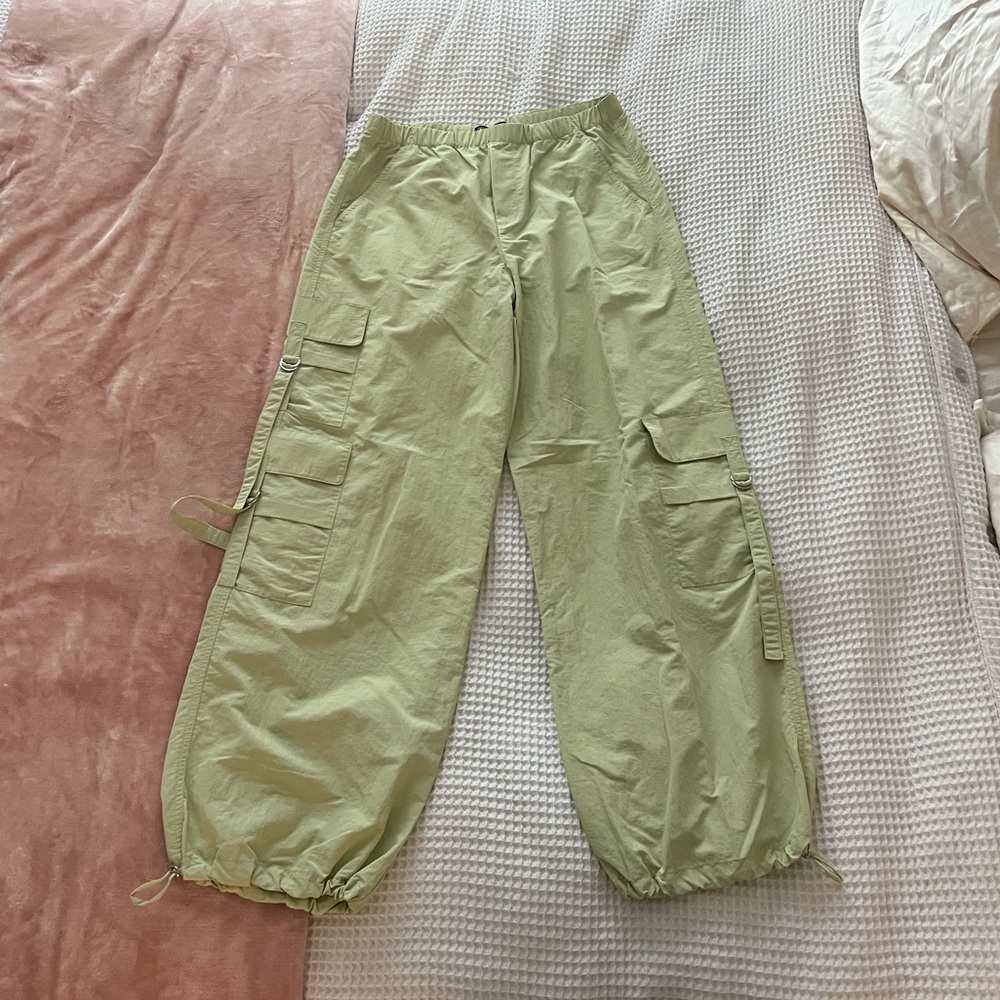 ZARA Nylon Blend Parachute Cargo Pants